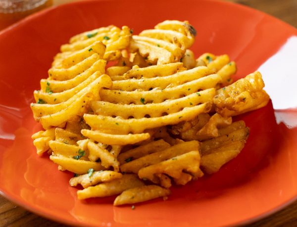 Crispy Waffle Fries with Little BEEst Hot Honey Sauce
