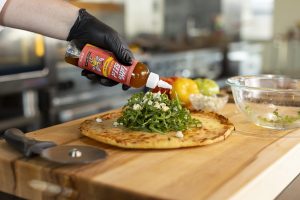 Thin Crust Pizza With Hot Honey Arugula Salad