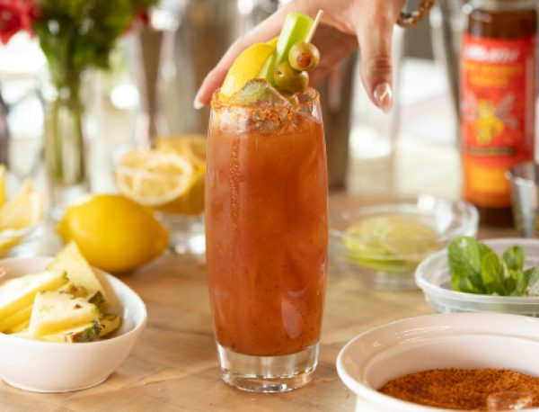 Fiery Red Bloody Mary with Little BEEst Scorpion Red Hot Honey Sauce